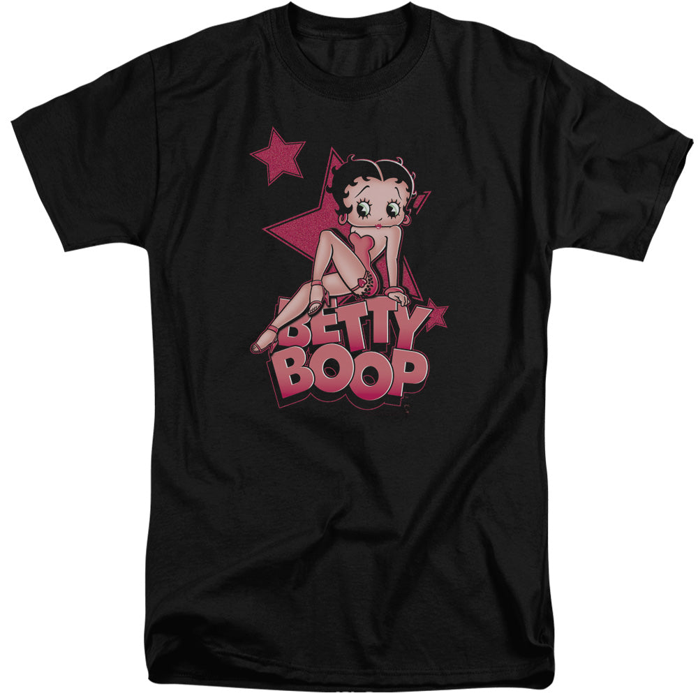 AN OFFCIALLY LICENSED BETTY BOOP SEXY STAR MEN'S TALL FIT T-SHIRT BLACK