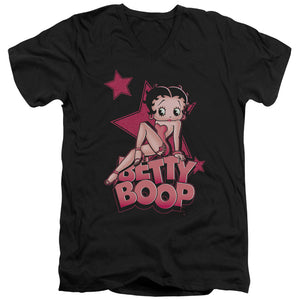 AN OFFCIALLY LICENSED BETTY BOOP SEXY STAR MEN'S V-NECK T-SHIRT BLACK