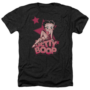 AN OFFCIALLY LICENSED BETTY BOOP SEXY STAR MEN'S HEATHER T-SHIRT CHARCOAL