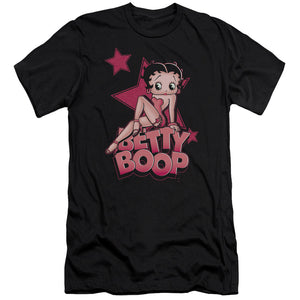 AN OFFCIALLY LICENSED BETTY BOOP SEXY STAR MEN'S PREMIUM SLIM FIT T-SHIRT BLACK