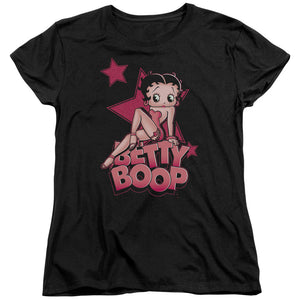 AN OFFCIALLY LICENSED BETTY BOOP SEXY STAR WOMEN'S REGULAR FIT T-SHIRT BLACK