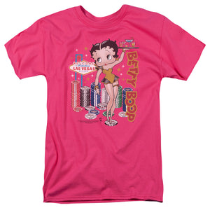 AN OFFCIALLY LICENSED BETTY BOOP WET YOUR WHISTLE MEN'S REGULAR FIT T-SHIRT HOT PINK