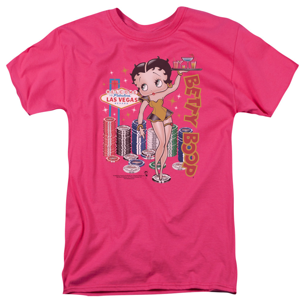 AN OFFCIALLY LICENSED BETTY BOOP WET YOUR WHISTLE MEN'S REGULAR FIT T-SHIRT HOT PINK