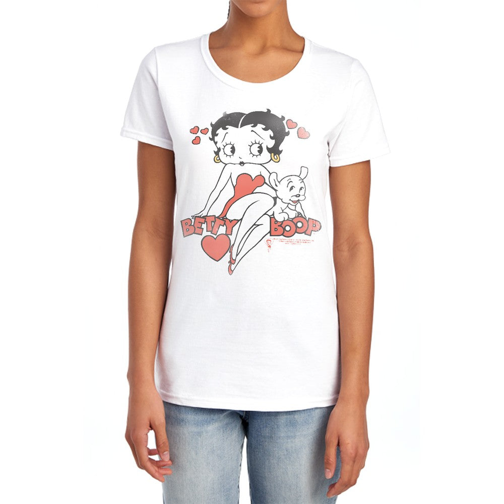 Betty Boop Classic With Pup Licensed Women's T-Shirt Regular Fit LG