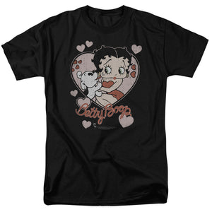 AN OFFCIALLY LICENSED BETTY BOOP CLASSIC KISS MEN'S REGULAR FIT T-SHIRT BLACK