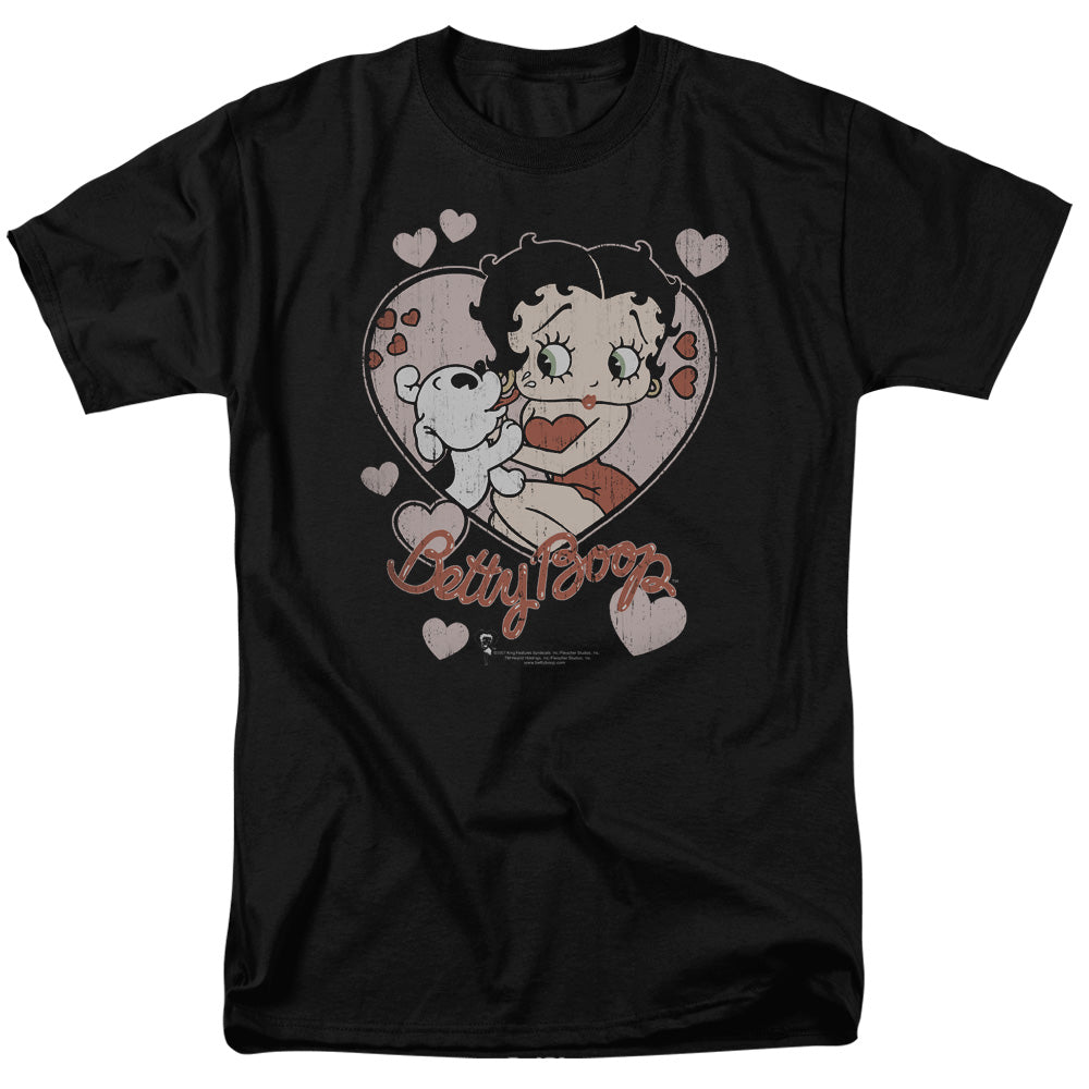 AN OFFCIALLY LICENSED BETTY BOOP CLASSIC KISS MEN'S REGULAR FIT T-SHIRT BLACK