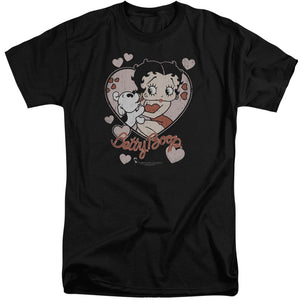 AN OFFCIALLY LICENSED BETTY BOOP CLASSIC KISS MEN'S TALL FIT T-SHIRT BLACK