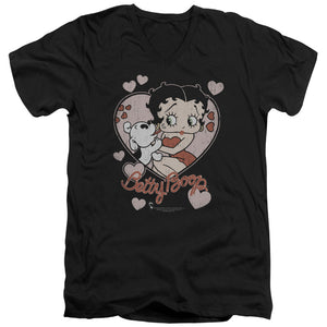 AN OFFCIALLY LICENSED BETTY BOOP CLASSIC KISS MEN'S V-NECK T-SHIRT BLACK