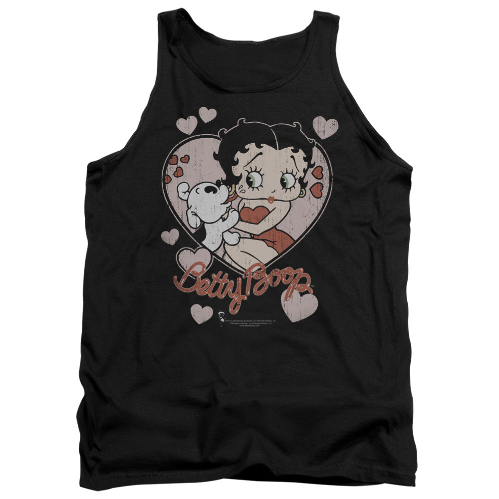AN OFFCIALLY LICENSED BETTY BOOP CLASSIC KISS ADULT UNISEX TANK TOP BLACK