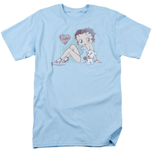AN OFFCIALLY LICENSED BETTY BOOP VINTAGE PIN PUP MEN'S REGULAR FIT T-SHIRT LIGHT BLUE