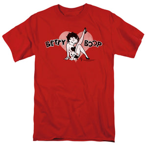 AN OFFCIALLY LICENSED BETTY BOOP VINTAGE CUTIE PUP MEN'S REGULAR FIT T-SHIRT RED