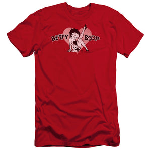 AN OFFCIALLY LICENSED BETTY BOOP VINTAGE CUTIE PUP MEN'S PREMIUM SLIM FIT T-SHIRT RED