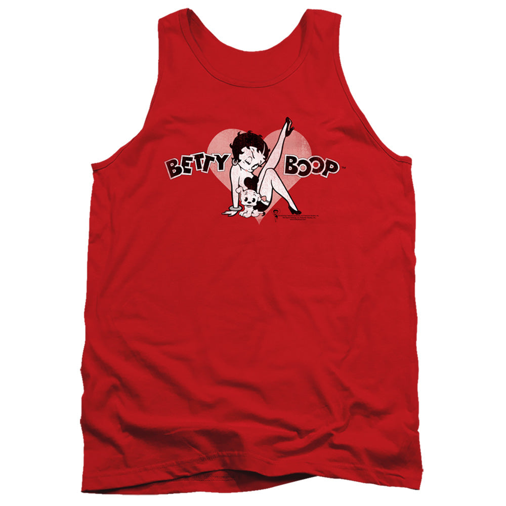 AN OFFCIALLY LICENSED BETTY BOOP VINTAGE CUTIE PUP ADULT UNISEX TANK TOP RED