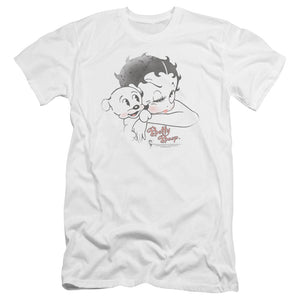 AN OFFCIALLY LICENSED BETTY BOOP VINTAGE WINK MEN'S PREMIUM SLIM FIT T-SHIRT WHITE