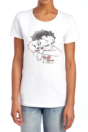 AN OFFCIALLY LICENSED BETTY BOOP VINTAGE WINK WOMEN'S REGULAR FIT T-SHIRT WHITE