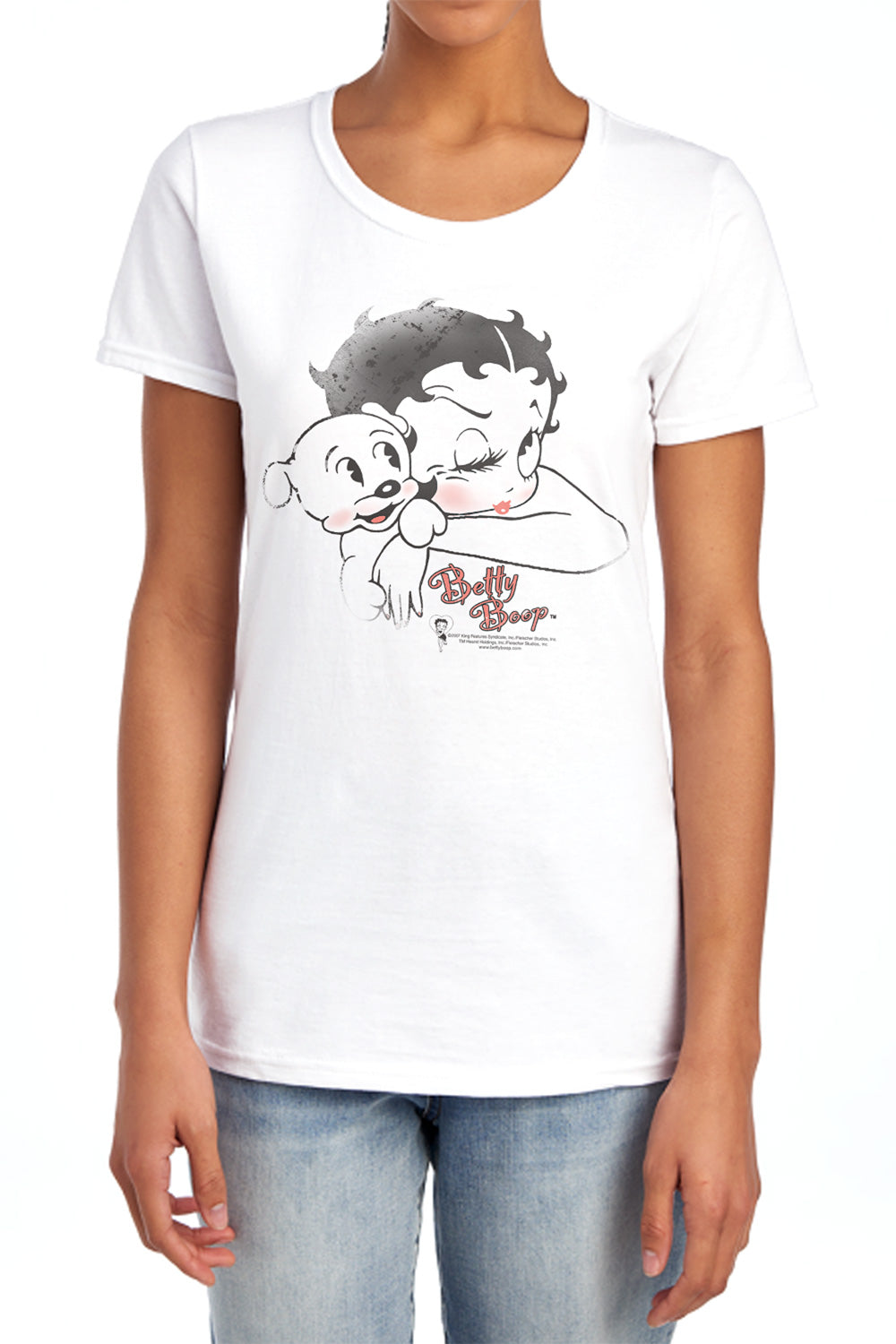 AN OFFCIALLY LICENSED BETTY BOOP VINTAGE WINK WOMEN'S REGULAR FIT T-SHIRT WHITE