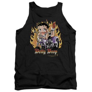 AN OFFCIALLY LICENSED BETTY BOOP BIKER FLAMES BOOP ADULT UNISEX TANK TOP BLACK