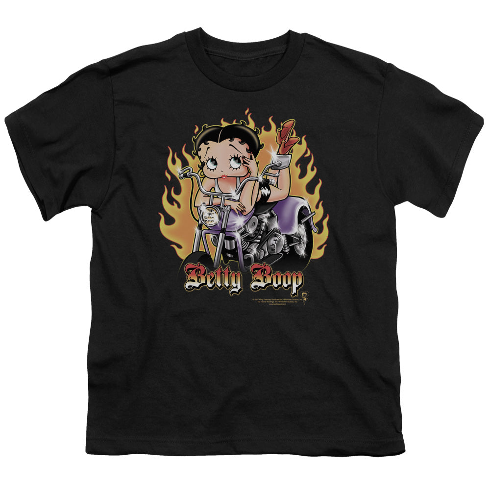 Betty Boop Biker Flames Boop Licensed Kid's T-Shirt (Ages 4-7) SM-XL