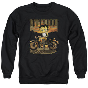 AN OFFCIALLY LICENSED BETTY BOOP REBEL RIDER ADULT UNISEX CREWNECK SWEATSHIRT BLACK