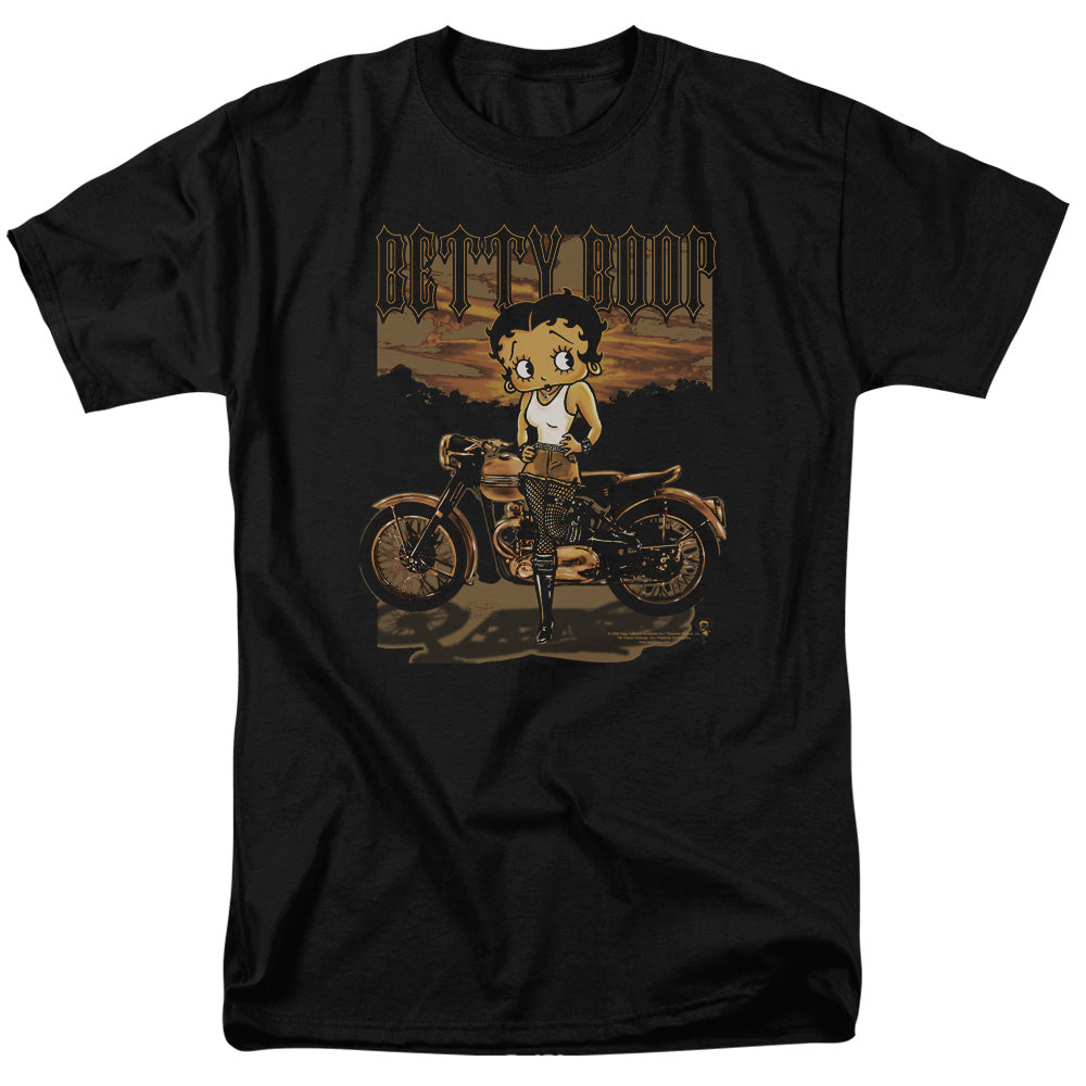 AN OFFCIALLY LICENSED BETTY BOOP REBEL RIDER MEN'S REGULAR FIT T-SHIRT BLACK