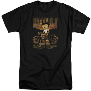 AN OFFCIALLY LICENSED BETTY BOOP REBEL RIDER MEN'S TALL FIT T-SHIRT BLACK