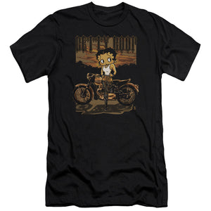 AN OFFCIALLY LICENSED BETTY BOOP REBEL RIDER MEN'S PREMIUM SLIM FIT T-SHIRT BLACK
