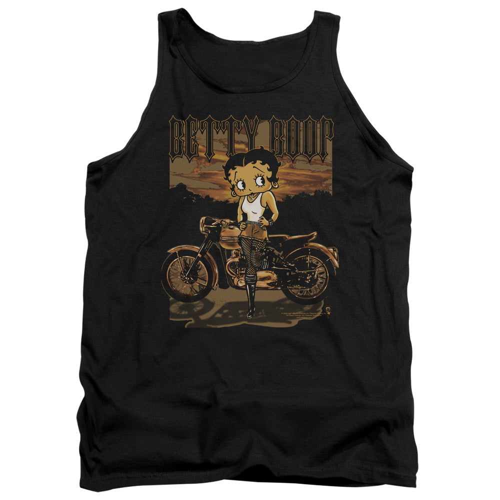AN OFFCIALLY LICENSED BETTY BOOP REBEL RIDER ADULT UNISEX TANK TOP BLACK