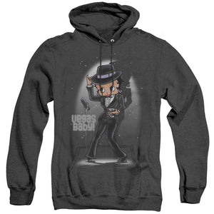 AN OFFCIALLY LICENSED BETTY BOOP VEGAS BABY ADULT UNISEX HEATHER PULLOVER HOODIE BLACK