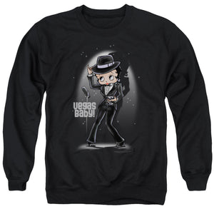 AN OFFCIALLY LICENSED BETTY BOOP VEGAS BABY ADULT UNISEX CREWNECK SWEATSHIRT BLACK