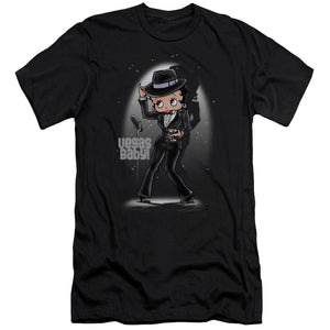 AN OFFCIALLY LICENSED BETTY BOOP VEGAS BABY MEN'S PREMIUM SLIM FIT T-SHIRT BLACK