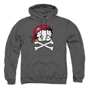 AN OFFCIALLY LICENSED BETTY BOOP PIRATE ADULT UNISEX PULLOVER HOODIE CHARCOAL