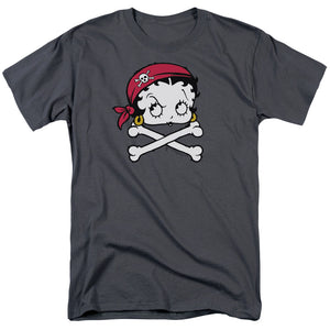 AN OFFCIALLY LICENSED BETTY BOOP PIRATE MEN'S REGULAR FIT T-SHIRT CHARCOAL