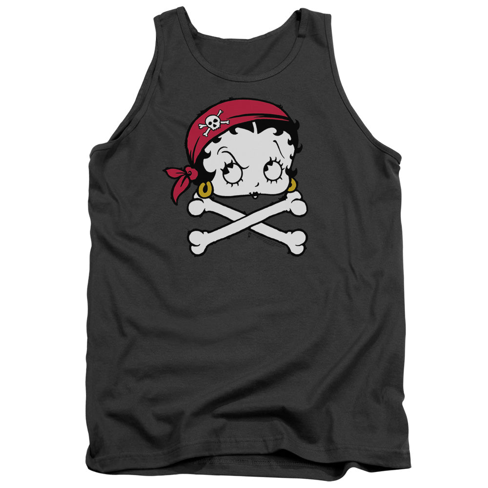 AN OFFCIALLY LICENSED BETTY BOOP PIRATE ADULT UNISEX TANK TOP CHARCOAL