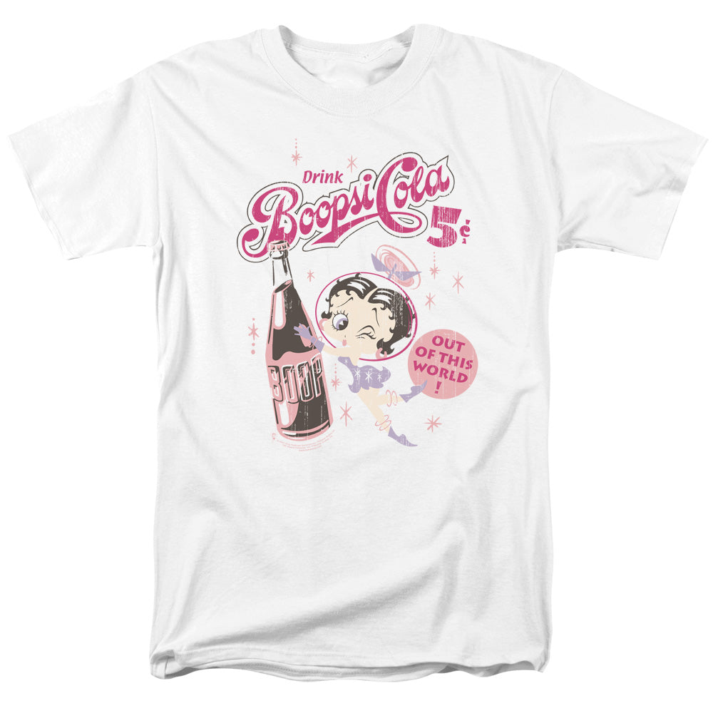AN OFFCIALLY LICENSED BETTY BOOP BOOPSI COLA MEN'S REGULAR FIT T-SHIRT WHITE