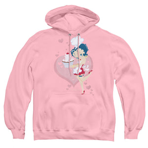 AN OFFCIALLY LICENSED BETTY BOOP CUPCAKE ADULT UNISEX PULLOVER HOODIE PINK