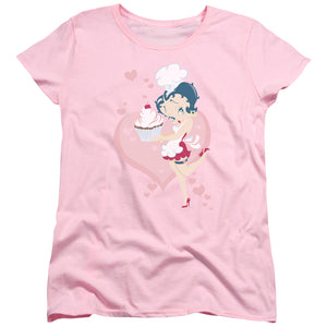 AN OFFCIALLY LICENSED BETTY BOOP CUPCAKE WOMEN'S REGULAR FIT T-SHIRT PINK