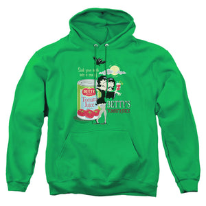 AN OFFCIALLY LICENSED BETTY BOOP VAMPIRE TOMATO JUICE ADULT UNISEX PULLOVER HOODIE KELLY GREEN