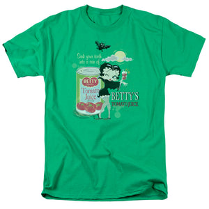AN OFFCIALLY LICENSED BETTY BOOP VAMPIRE TOMATO JUICE MEN'S REGULAR FIT T-SHIRT KELLY GREEN
