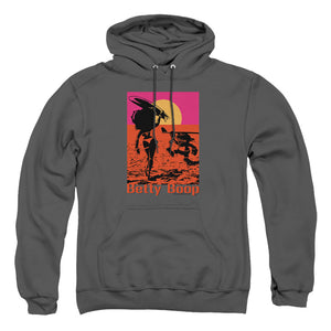AN OFFCIALLY LICENSED BETTY BOOP SUMMER ADULT UNISEX PULLOVER HOODIE CHARCOAL