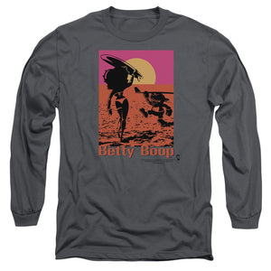 AN OFFCIALLY LICENSED BETTY BOOP SUMMER MEN'S LONG SLEEVE T-SHIRT CHARCOAL