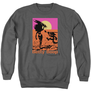 AN OFFCIALLY LICENSED BETTY BOOP SUMMER ADULT UNISEX CREWNECK SWEATSHIRT CHARCOAL