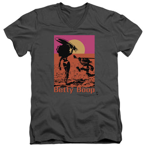 AN OFFCIALLY LICENSED BETTY BOOP SUMMER MEN'S V-NECK T-SHIRT CHARCOAL