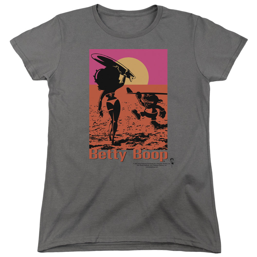 AN OFFCIALLY LICENSED BETTY BOOP SUMMER WOMEN'S REGULAR FIT T-SHIRT CHARCOAL