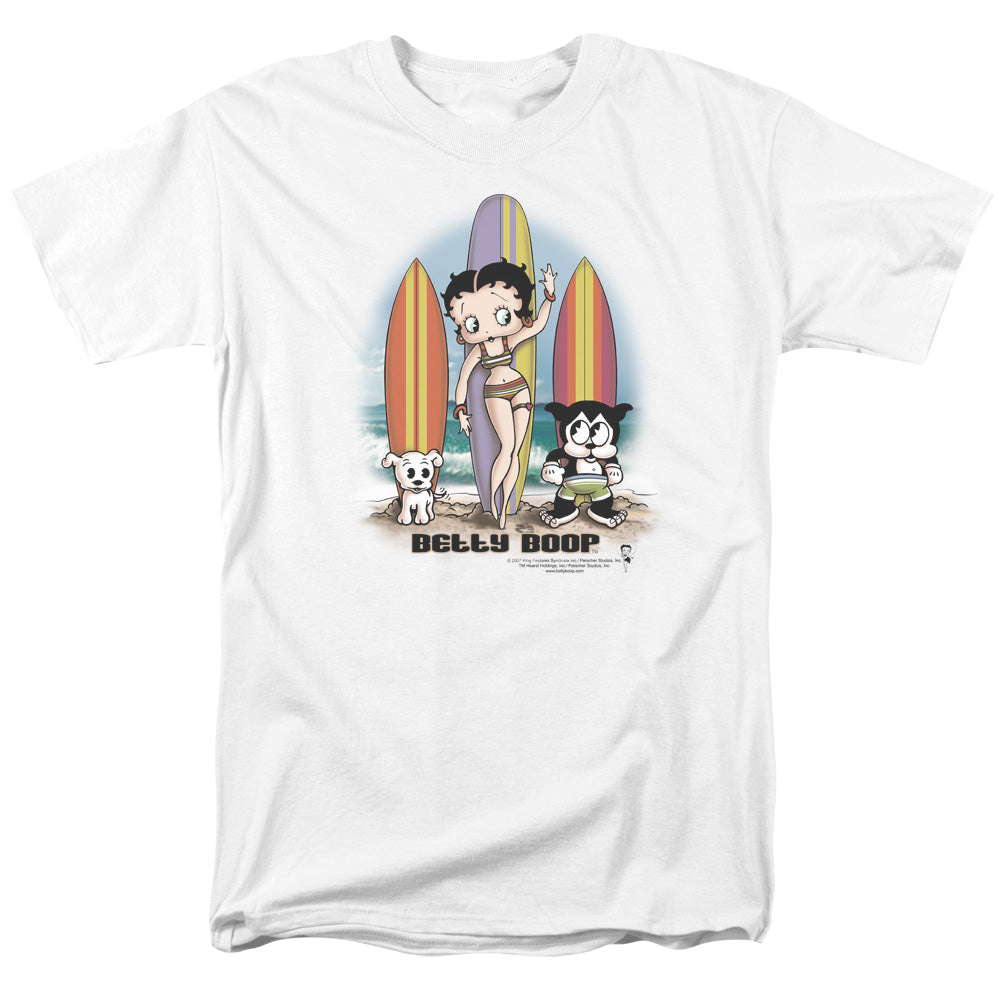 AN OFFCIALLY LICENSED BETTY BOOP SURFERS MEN'S REGULAR FIT T-SHIRT WHITE