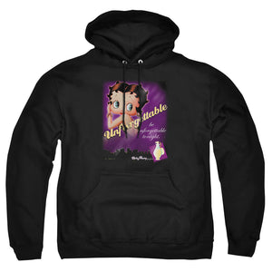 AN OFFCIALLY LICENSED BETTY BOOP UNFORGETTABLE ADULT UNISEX PULLOVER HOODIE BLACK