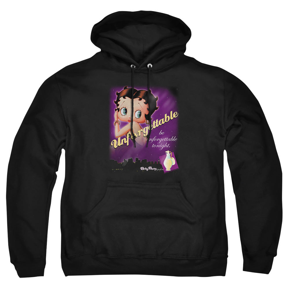 AN OFFCIALLY LICENSED BETTY BOOP UNFORGETTABLE ADULT UNISEX PULLOVER HOODIE BLACK
