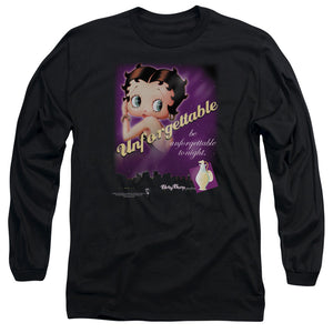 AN OFFCIALLY LICENSED BETTY BOOP UNFORGETTABLE MEN'S LONG SLEEVE T-SHIRT BLACK