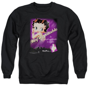 AN OFFCIALLY LICENSED BETTY BOOP UNFORGETTABLE ADULT UNISEX CREWNECK SWEATSHIRT BLACK