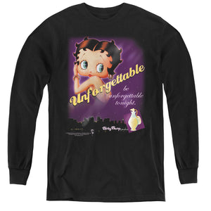 AN OFFCIALLY LICENSED BETTY BOOP UNFORGETTABLE YOUTH LONG SLEEVE T-SHIRT BLACK