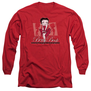 AN OFFCIALLY LICENSED BETTY BOOP TIMELESS BEAUTY MEN'S LONG SLEEVE T-SHIRT RED